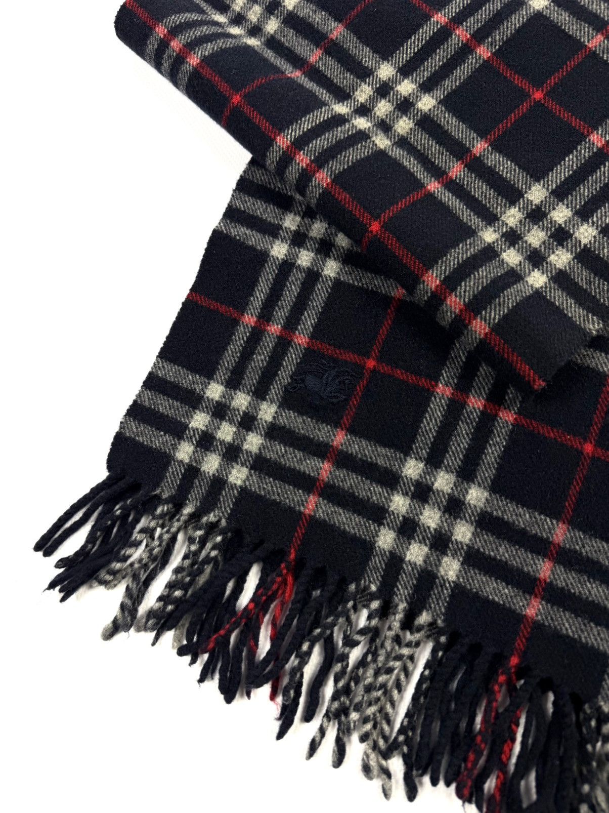Burberry Burberry London Navy Wool Scarf Check Muffler Vintage Luxury Size ONE SIZE - 5 Thumbnail