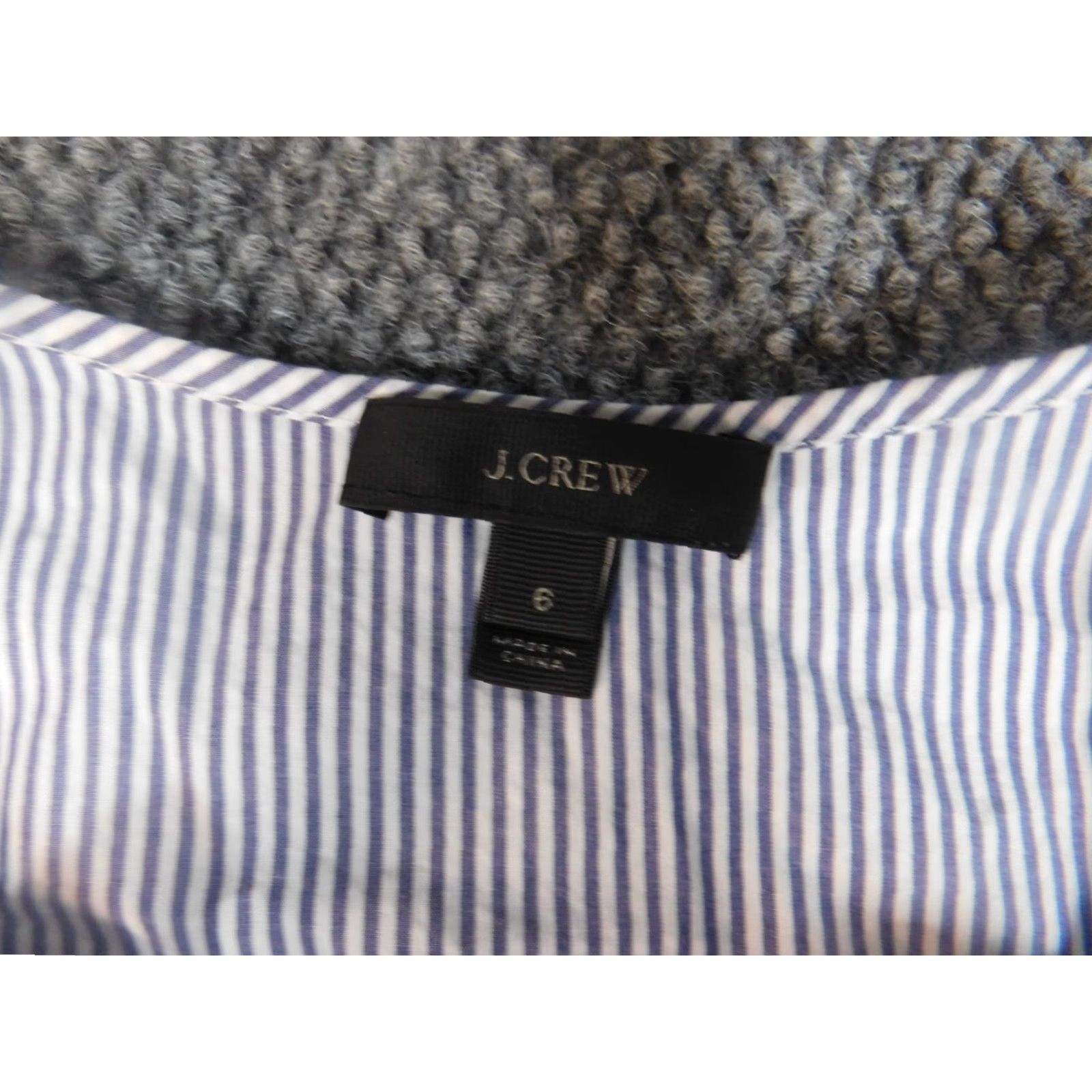 J.Crew J.CREW Blouse Womens 8 Purple Striped Pullover Shirt Casual Cotton Button Front Hole Accent Size M / US 6-8 / IT 42-44 - 6 Thumbnail