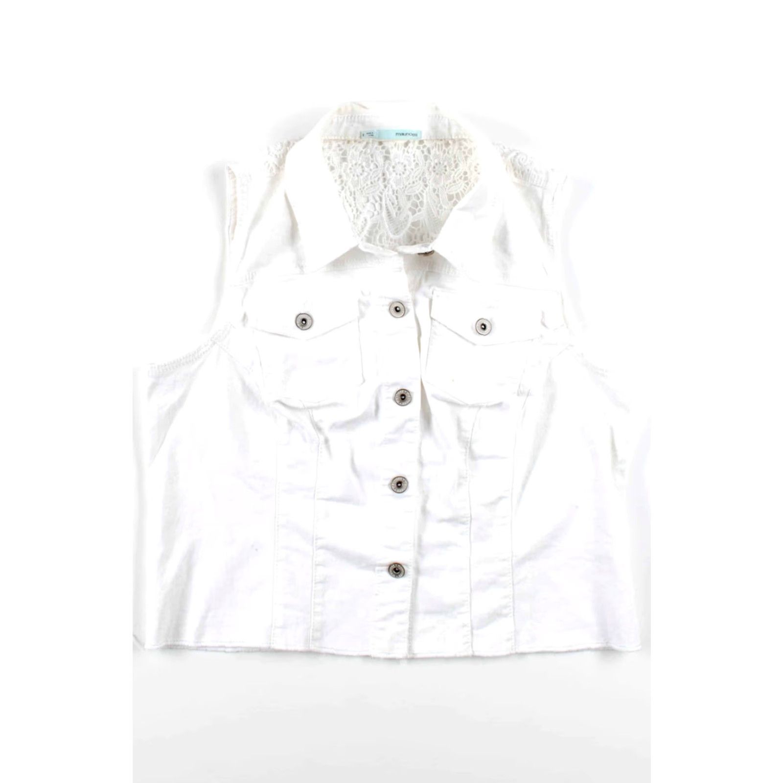 Vintage VINTAGE White Lace-Backed Vest Large Maurices Boho Cottagecore Top Women’s/Adult Large White Lace-Backed Vest Maurices Boho Cottagecore Top Size 42R - 2 Thumbnail