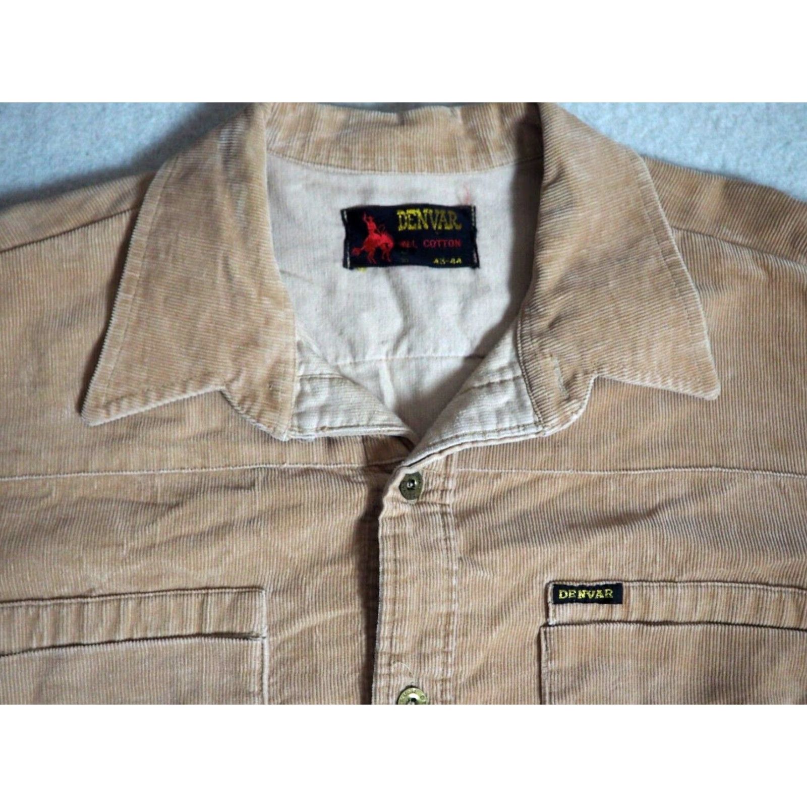Vintage VTG 60s Denvar Beige Tan Corduroy Western Cowboy Pocket Button Shirt Mens L EUC Shirt Western Mens L Beige 1960s Rockabilly Corduroy Denvar Size US L / EU 52-54 / 3 - 2 Thumbnail