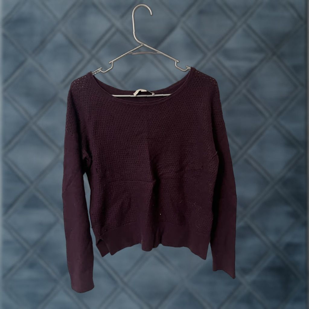 Loft LOFT Women Sweater Maroon Solid Size Large Boat Neck Pullover Knit Long Sleeve Casual Women's Pullover Modern Classic Fall Winter Size L / US 10 / IT 46 - 1 Thumbnail