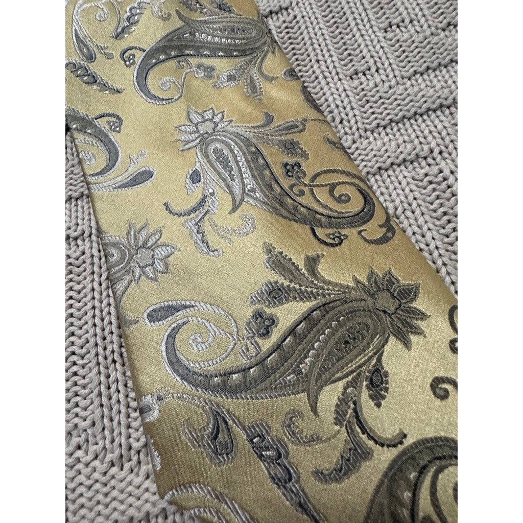 Pronto Uomo Pronto Uomo yellow paisley silk tie Size ONE SIZE - 2 Thumbnail