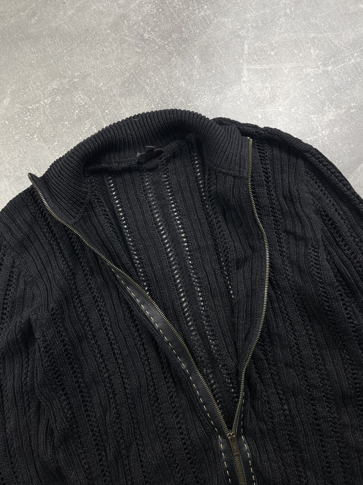 Fendi Fendi Vintage Luxury Ribbed Knit Cotton Zip Cardigan Black Size US M / EU 48-50 / 2 - 3 Thumbnail