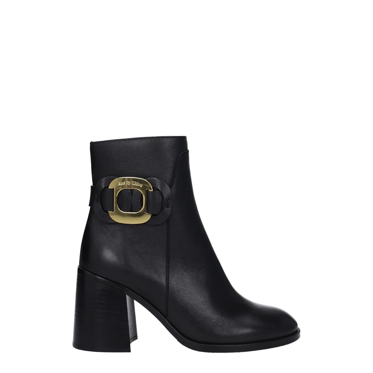 ob1o1e1124 Leather Ankle Boots in Black