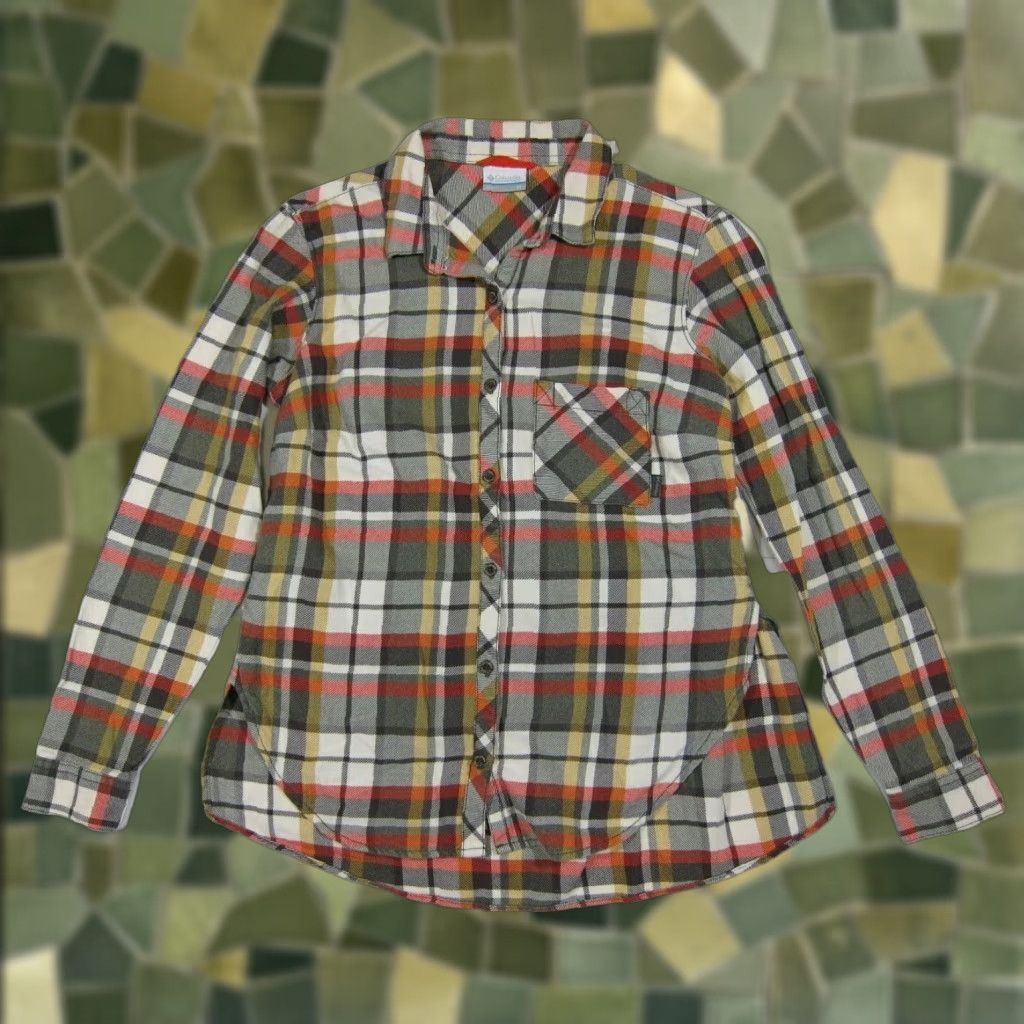 Vintage Columbia Women XS Cotton Brown Orange Yellow Plaid Long Sleeve Button Down Shirt Size XS / US 0-2 / IT 36-38 - 1 Thumbnail