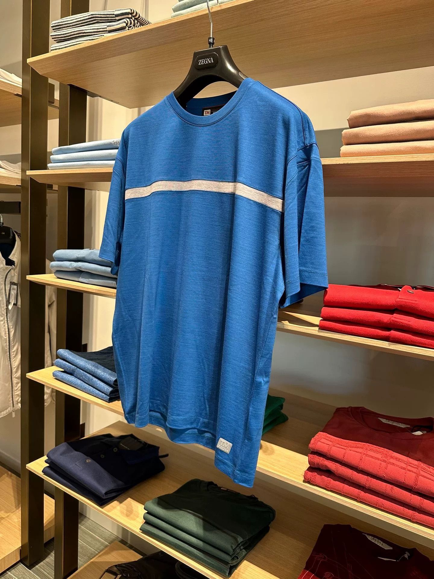 Ermenegildo Zegna Zegna Blue Wool Short-Sleeve T-Shirt Size US XL / EU 56 / 4 - 3 Thumbnail