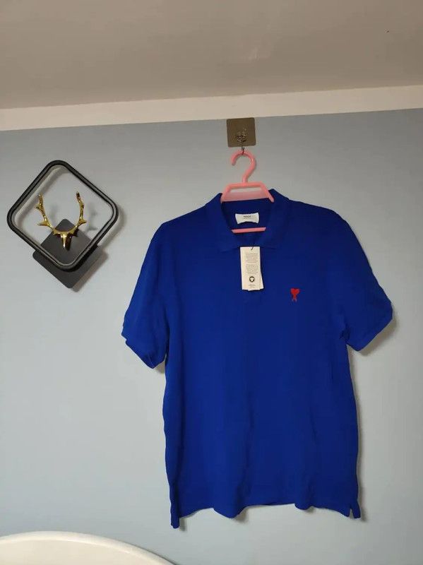AMI AMI Light Blue Cotton Men's Polo Shirt 0089 Size US XL / EU 56 / 4 - 1 Thumbnail
