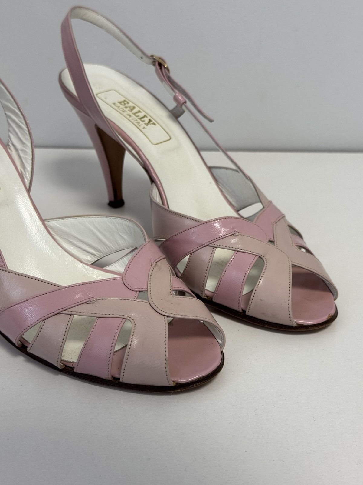Bally Bally Pink Leather Slingback Heels Peep Toe Strappy Pumps Size US 10 / IT 40 - 3 Thumbnail