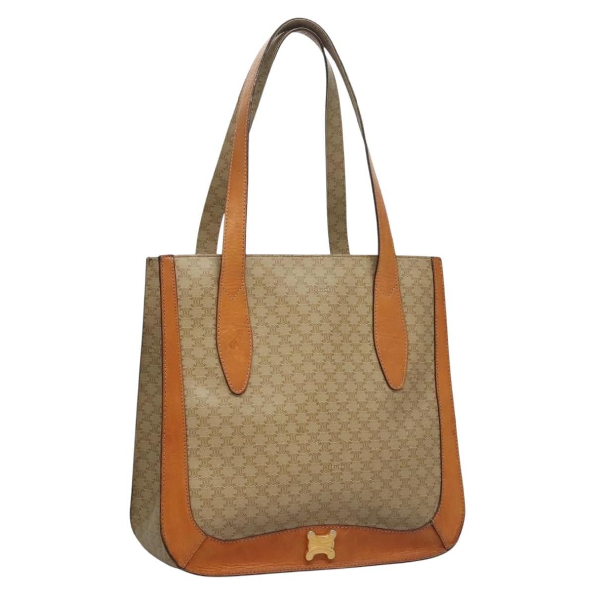 Celine Macadam Canvas Tote Bag Beige Gold Auth Bd1818 in Beige/Gold, Women's