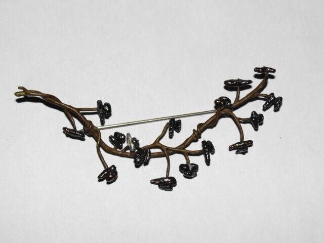Designer Abstract Brass and Grey Freshwater Pearl Tree Branch Pin Size ONE SIZE - 3 Thumbnail