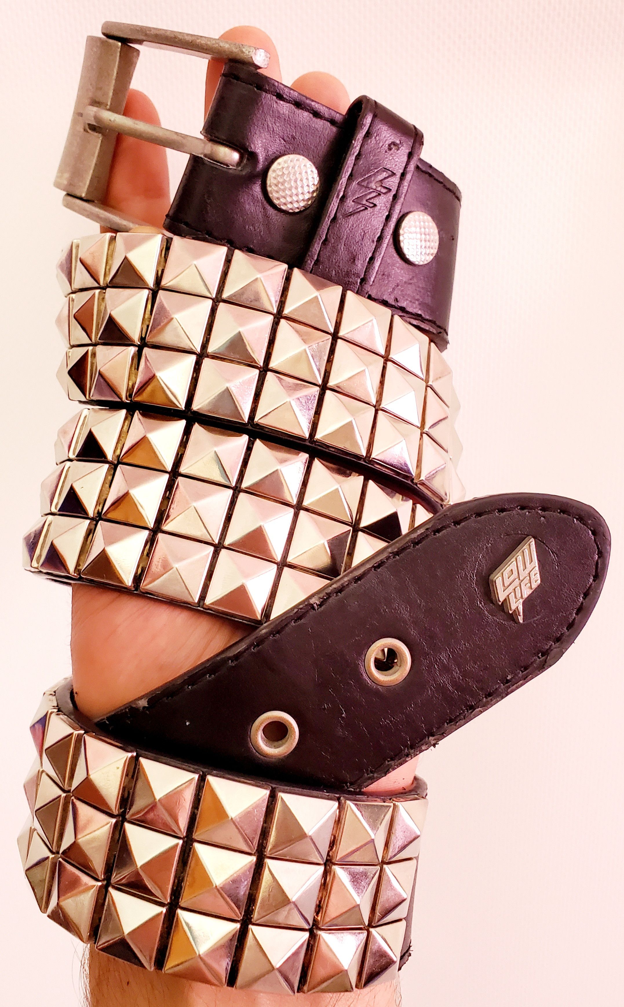 Japanese Brand × Vintage Vintage Y2K Pyramid Studdet Metal Punk Spikes Leather Belt Size ONE SIZE - 3 Thumbnail