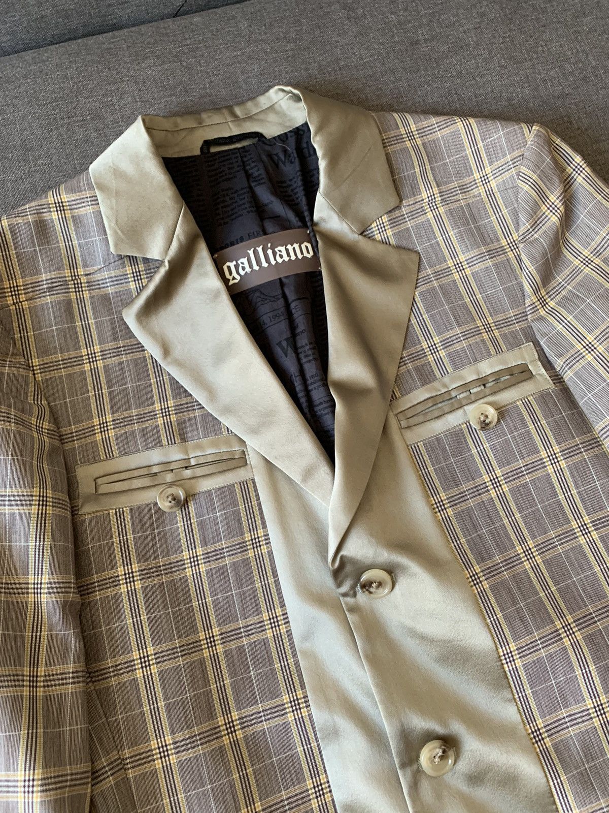 John Galliano John Galliano Checkered Silk Blazer Size US M / EU 48-50 / 2 - 2 Thumbnail