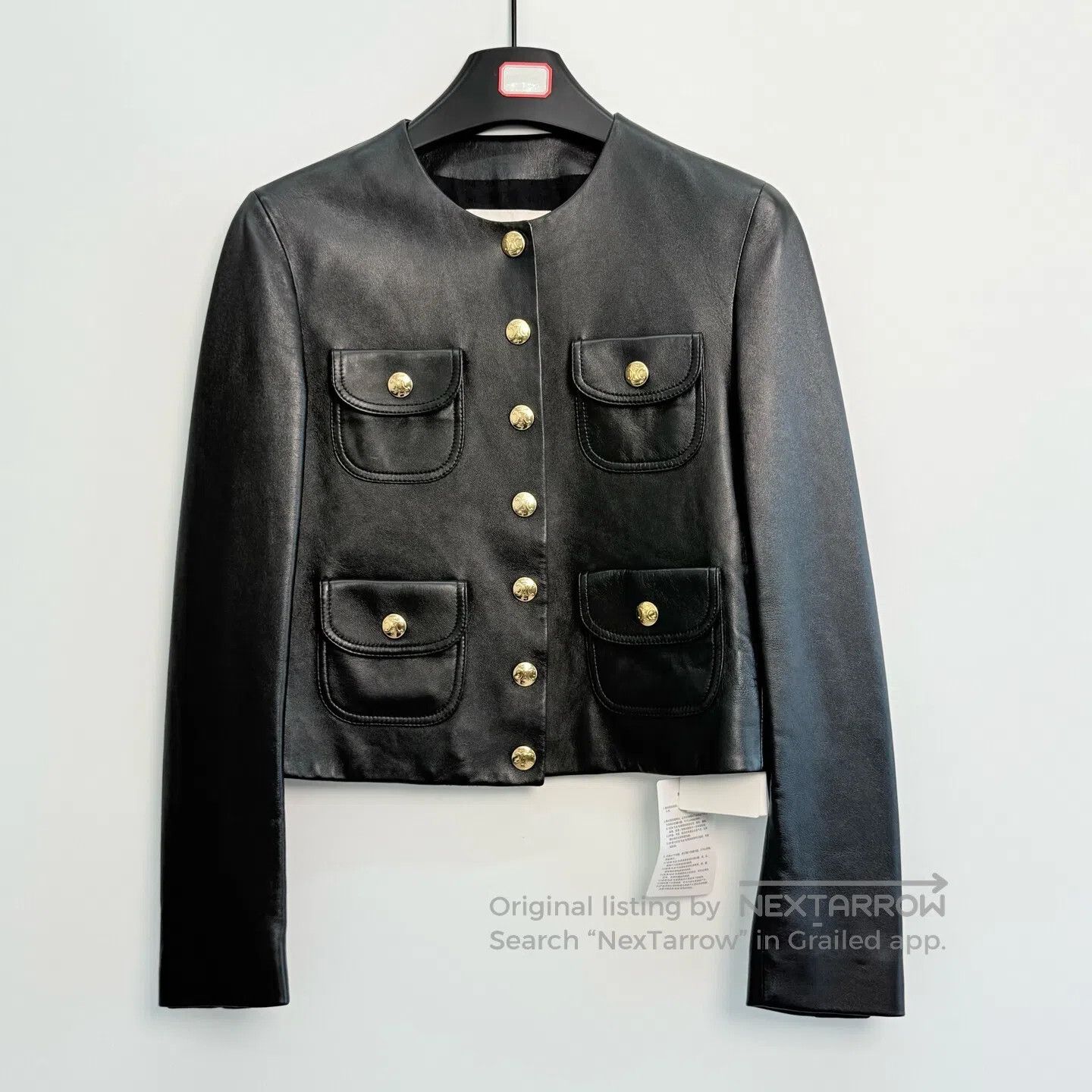 Celine CELINE Solid Color Round Neck Pocket Single-Breasted Leath Size XXS / US 00 / IT 34 - 1 Thumbnail