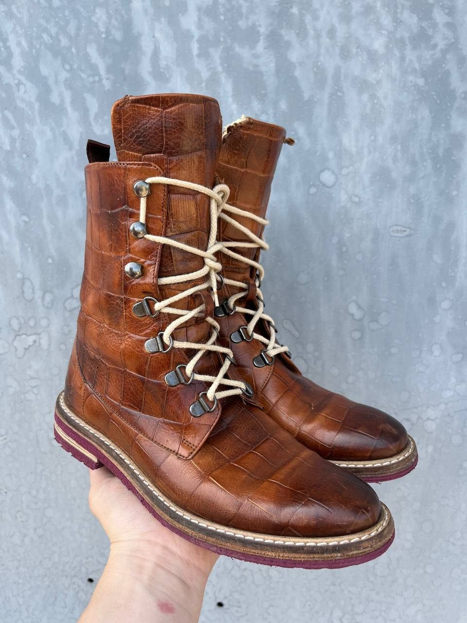 If Six Was Nine Vintage As 98 Guidi style Leather Faded Biker High Boots Size US 5.5 / EU 38 - 2 Thumbnail