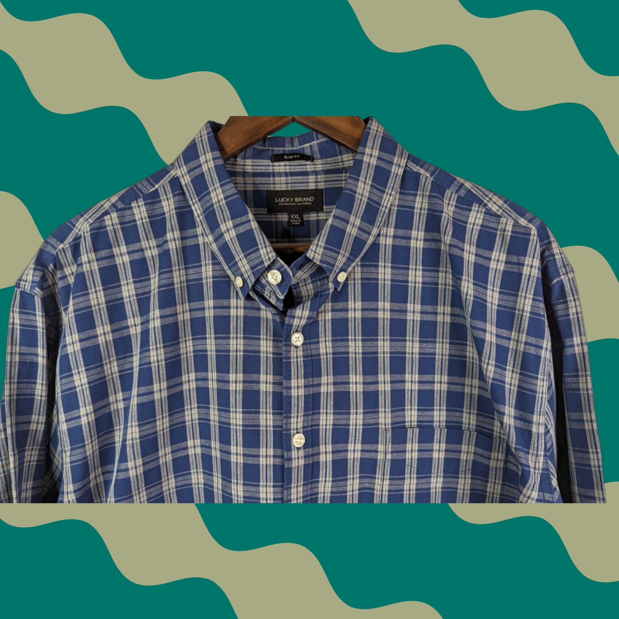Lucky Brand Lucky Brand Blue Plaid Slim Fit Long Sleeve Button Down Shirt Men's 2XL Cotton Size US XXL / EU 58 / 5 - 1 Thumbnail
