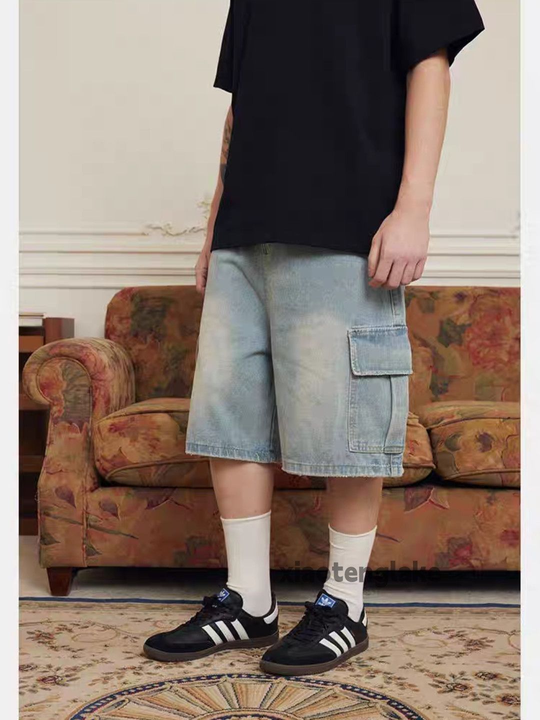 Designer Unisex washed retro y2k loose baggy hiphop shorts Size US 32 / EU 48 - 7 Thumbnail