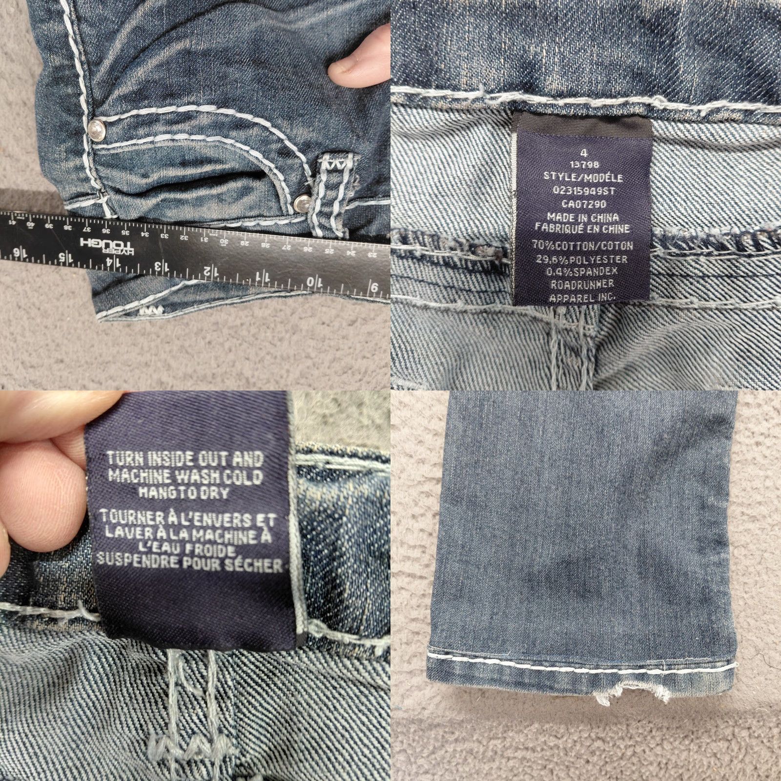 Miss Me Unbranded Signature Jeans Women's Size 4 Straight Embroidered Studded Mid Rise Dark Blue Jeans Ladies Women's 4 Pockets Distressed Bling Size 27" / US 4 / IT 40 - 8 Thumbnail