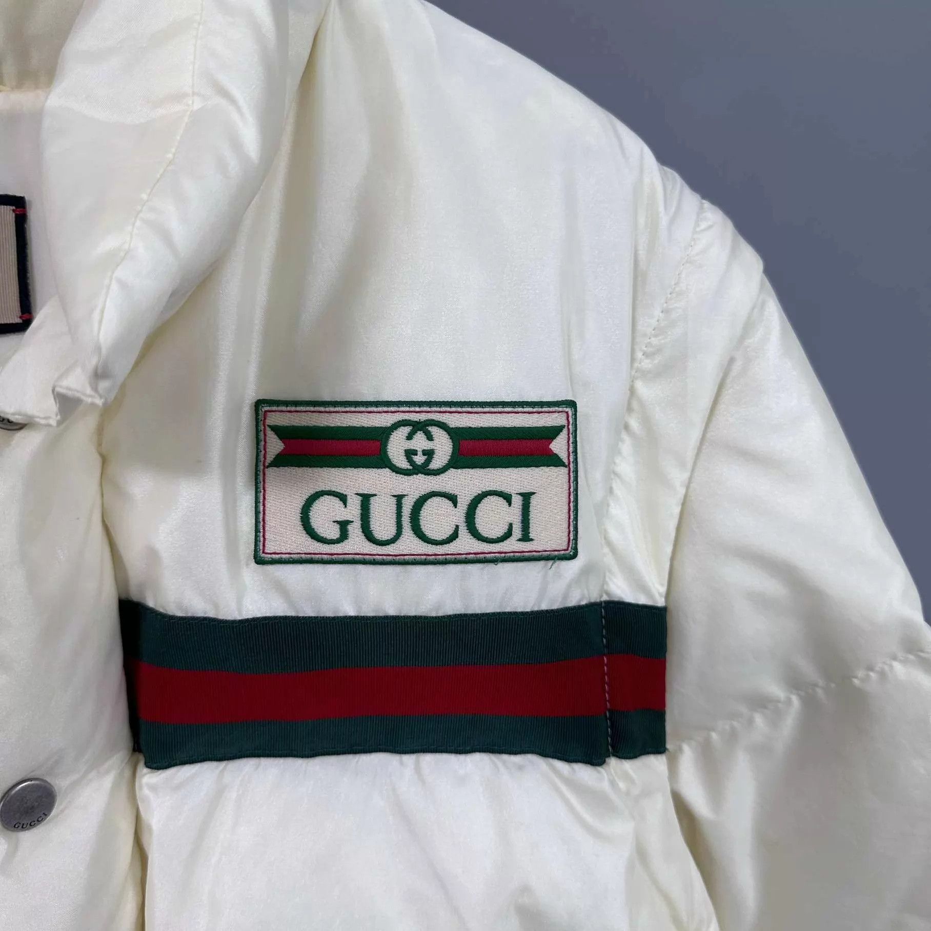 Gucci GUCCI Women's Ivory Classic Webbing Puffer Jacket Size XS / US 0-2 / IT 36-38 - 7 Thumbnail