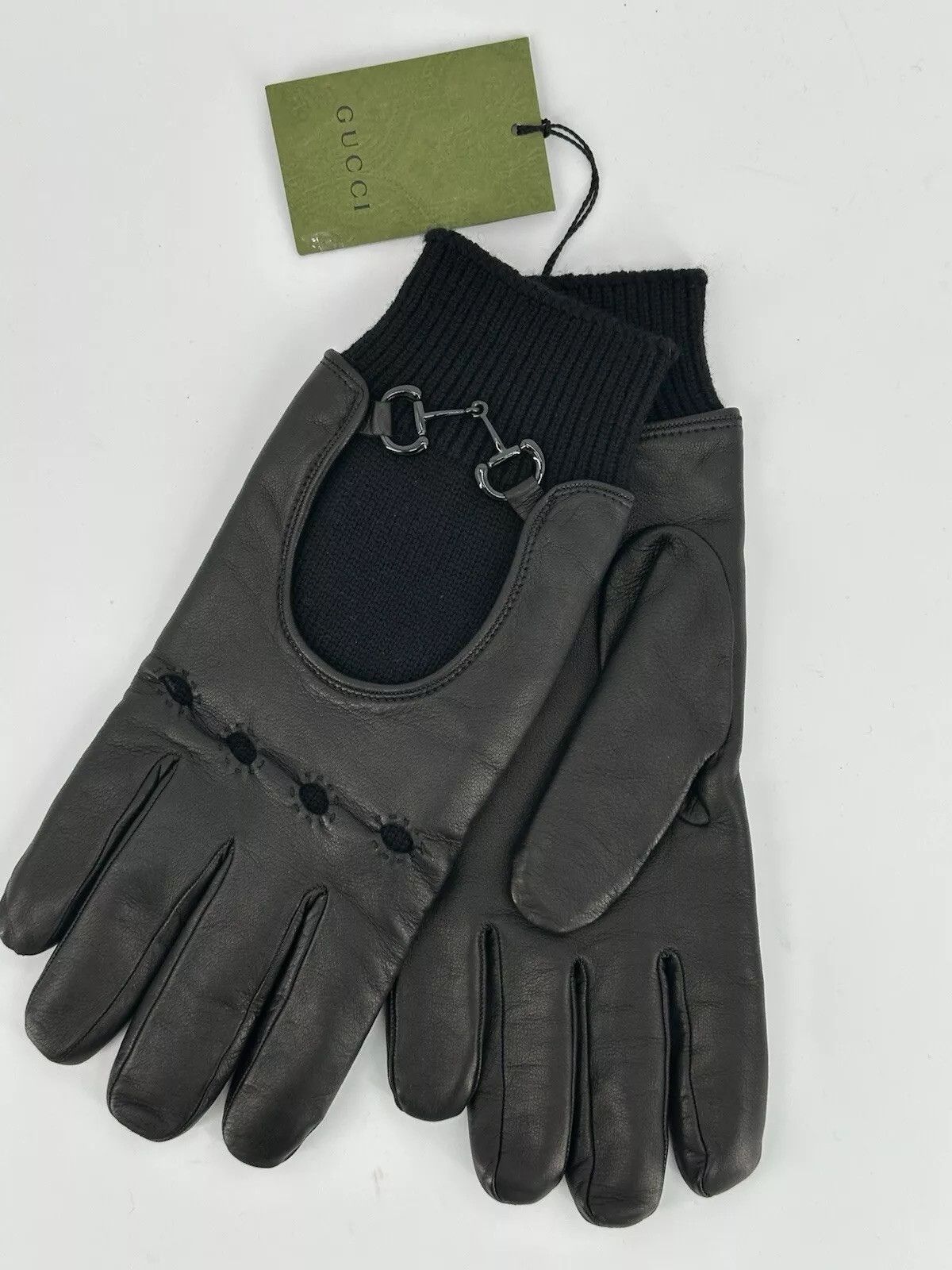 Gucci New Gucci Glover Size-10-L black Leather Size ONE SIZE - 1 Thumbnail