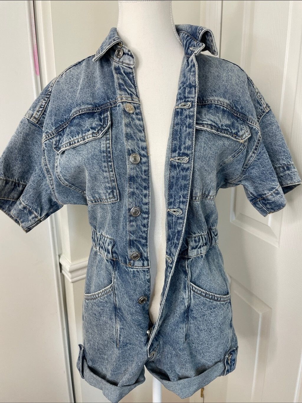 Free People NWT We The Free Marci Denim Overall Short XS Size 25" / US 0 / IT 36 - 10 Thumbnail