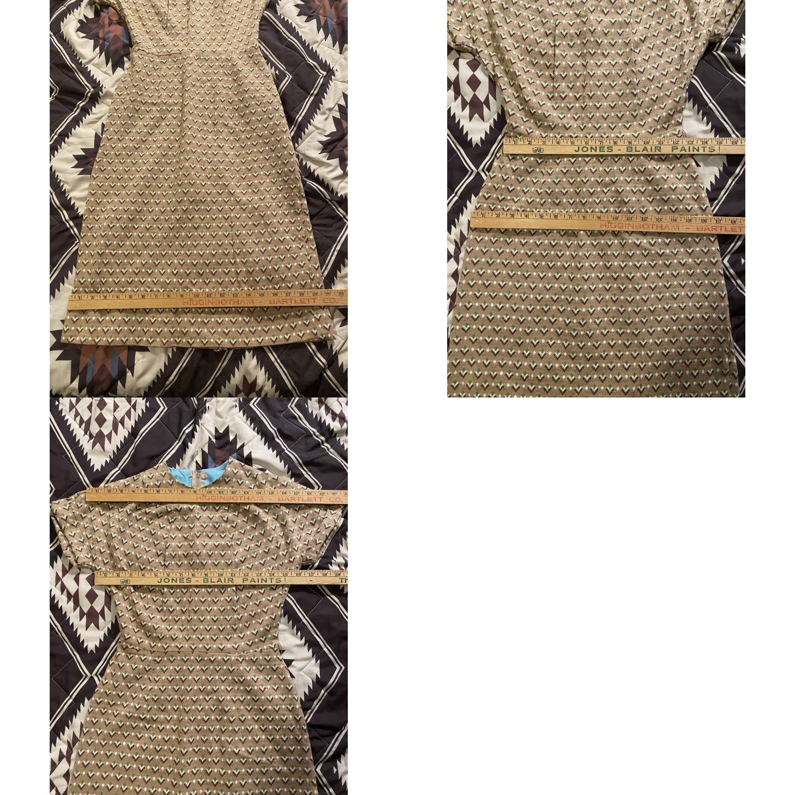 Vintage VINTAGE Osgood Sheath Dress 60s Geometric Beige Size 7 Juniors Cocktail Women’s Zip Back 1960s Size M / US 6-8 / IT 42-44 - 8 Thumbnail
