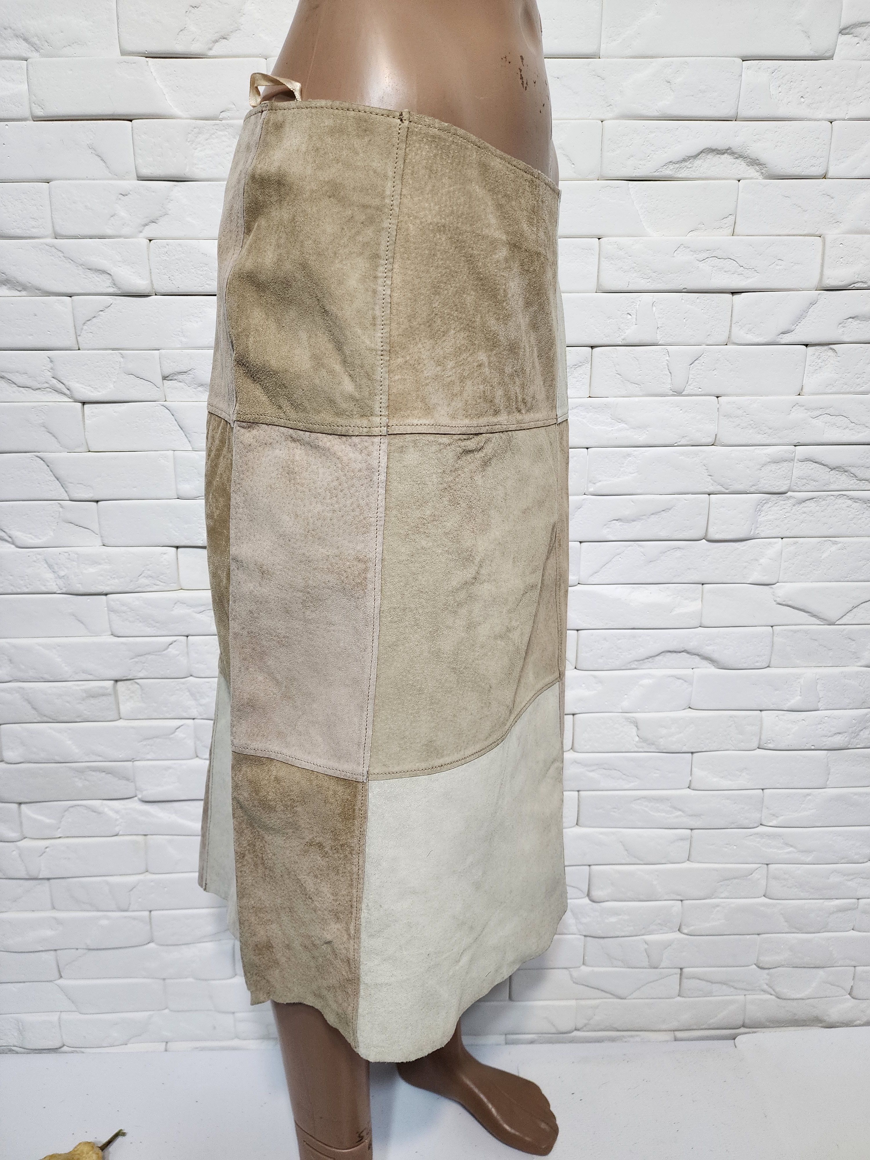 Genuine Leather Brown Suede Leather Skirt: 30" Waist Size 30" / US 8 / IT 44 - 3 Thumbnail