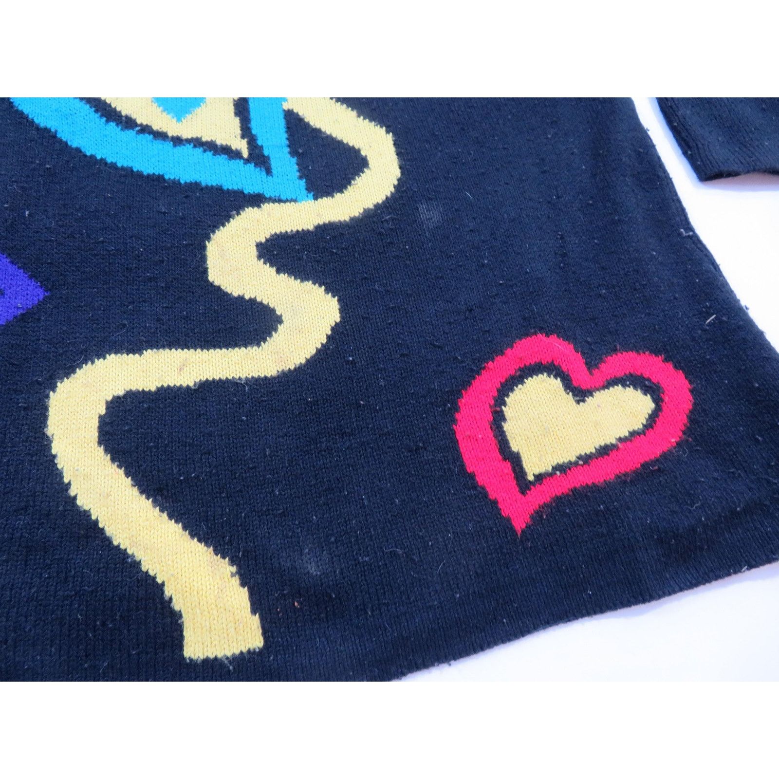 Other Acrylic Heart Sweater, Made in England, Sz M? 1980s Size M / US 6-8 / IT 42-44 - 5 Thumbnail