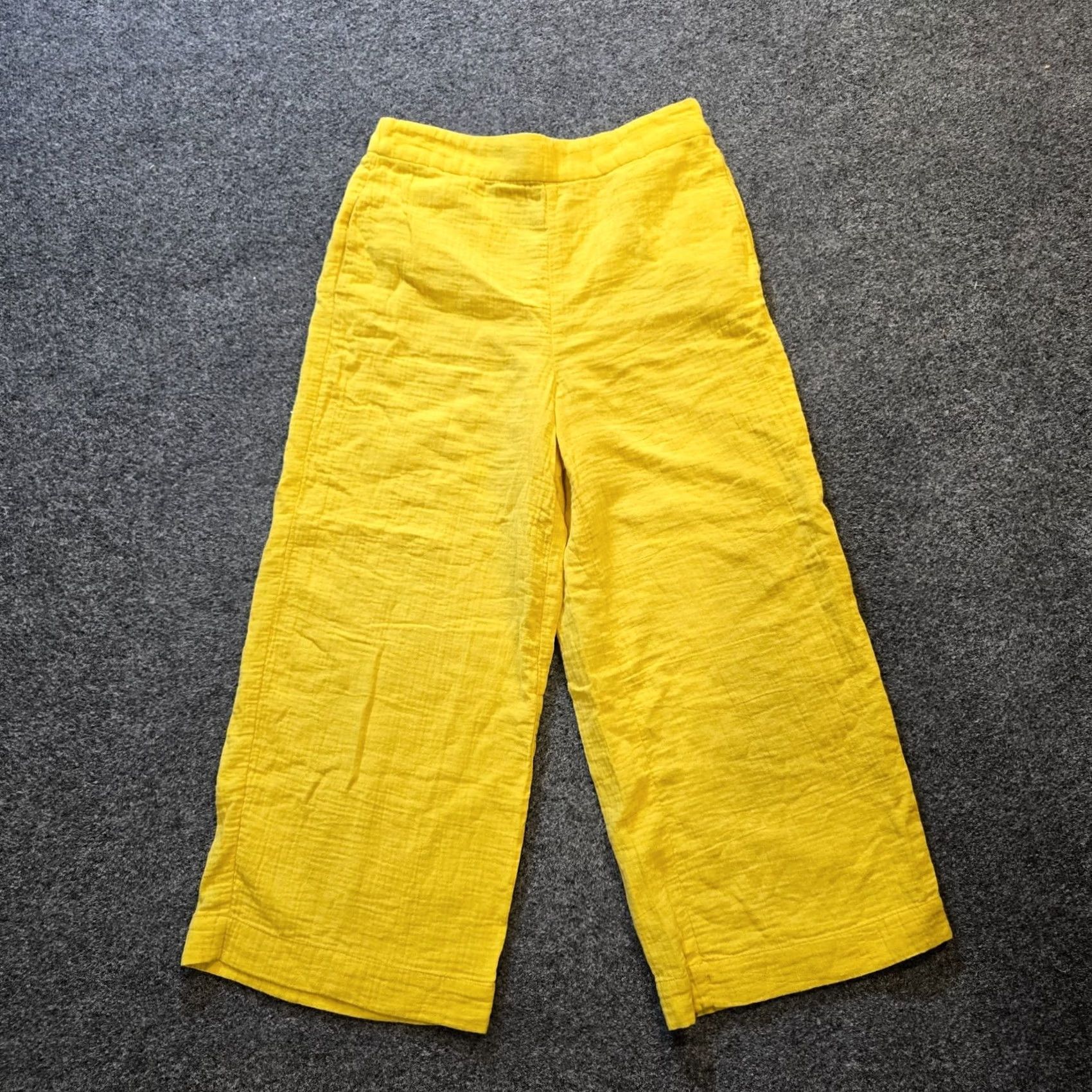 Boden Boden Pants Womens Size 4 Yellow Wide-Leg Cropped Gauze Textured Casual Capsule Pants Size 27" / US 4 / IT 40 - 2 Thumbnail