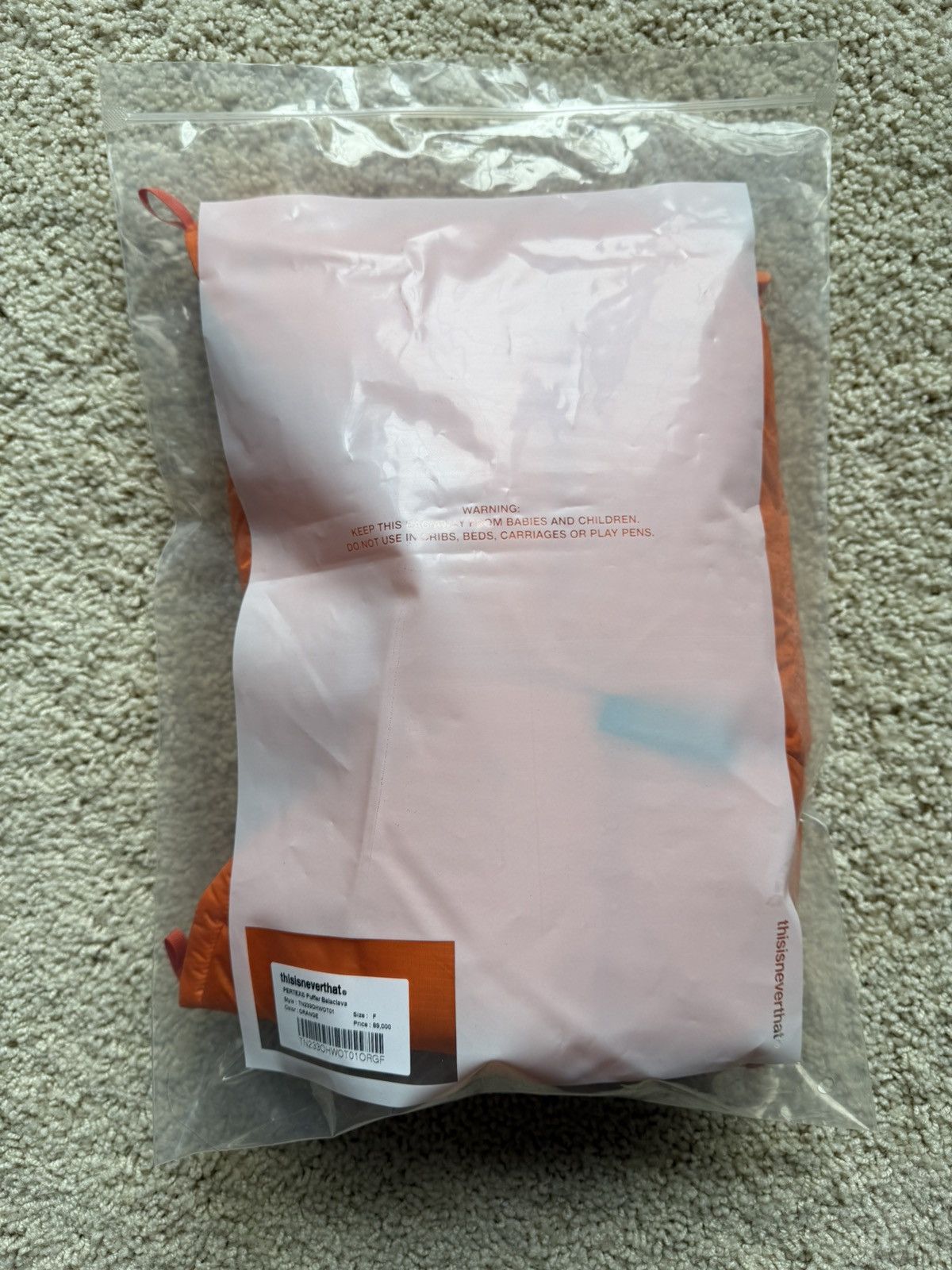thisisneverthat thisisneverthat PERTEX® Puffer Balaclava Hood. Down. Orange. Size ONE SIZE - 9 Thumbnail