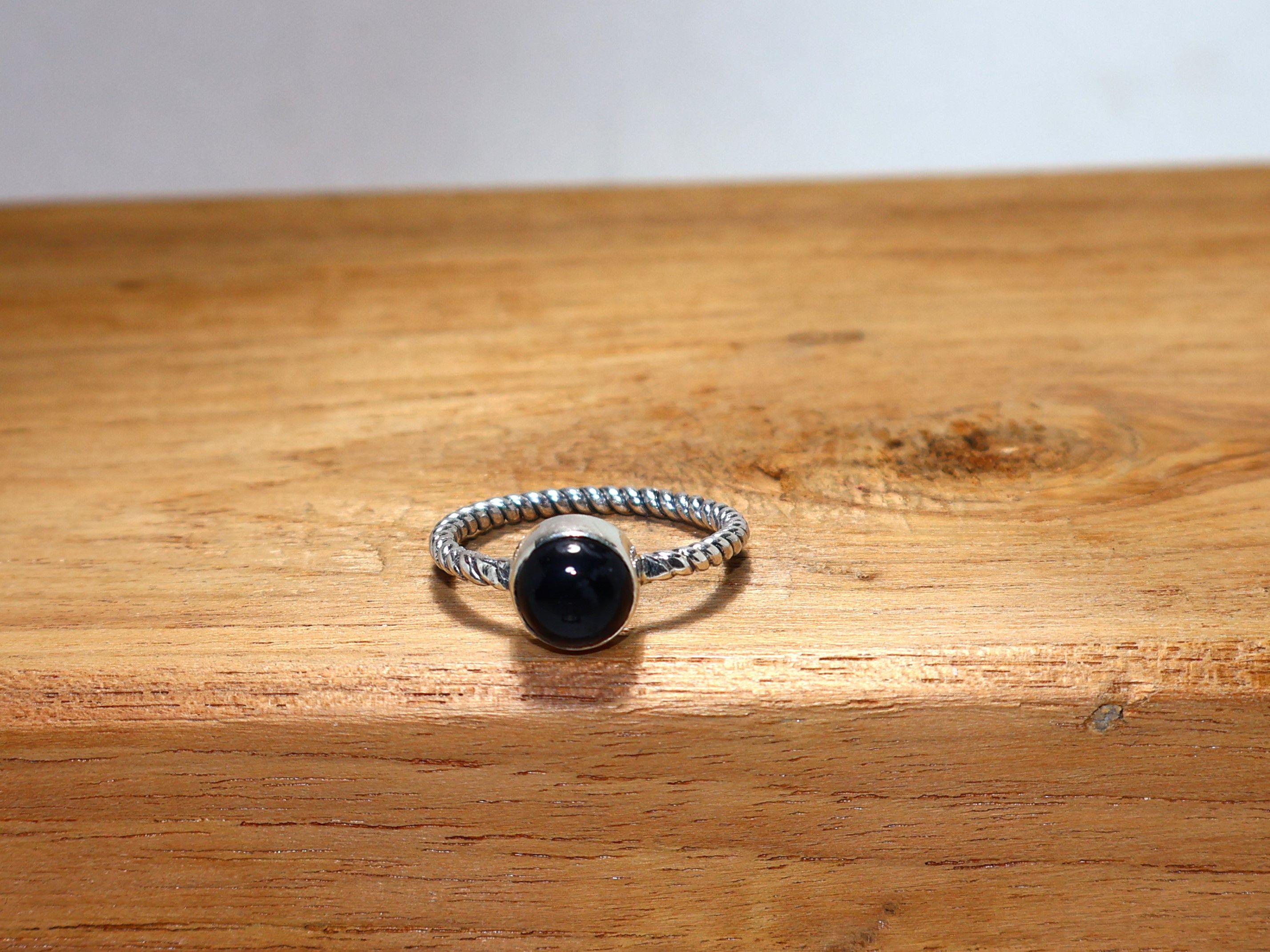Handmade Black Onyx Ring, Sterling Silver Ring, Stacking Ring Size ONE SIZE - 2 Thumbnail