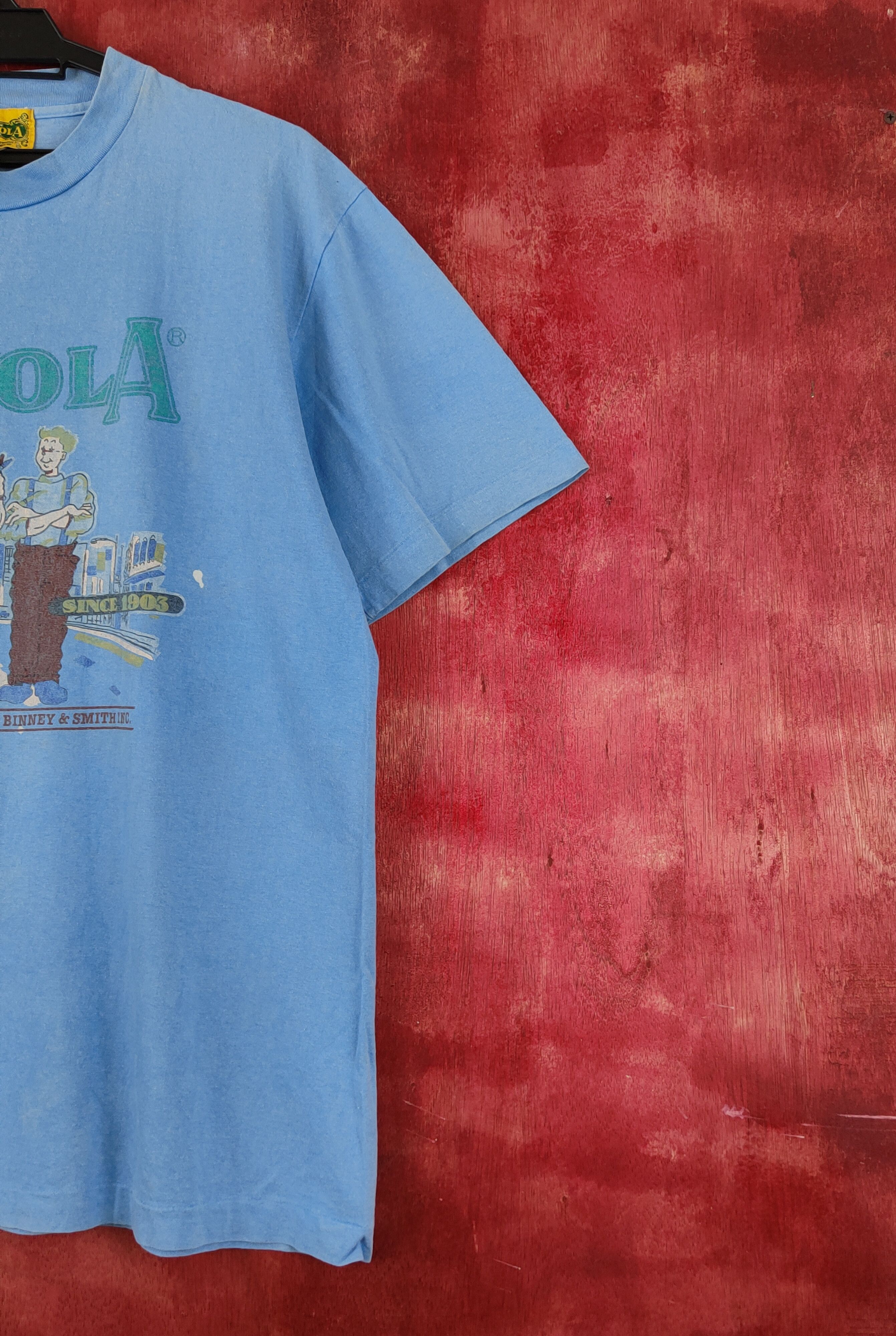 Vintage Crayola vintage cartoon Blue faded tee T-shirts #S2297 Size US L / EU 52-54 / 3 - 6 Thumbnail