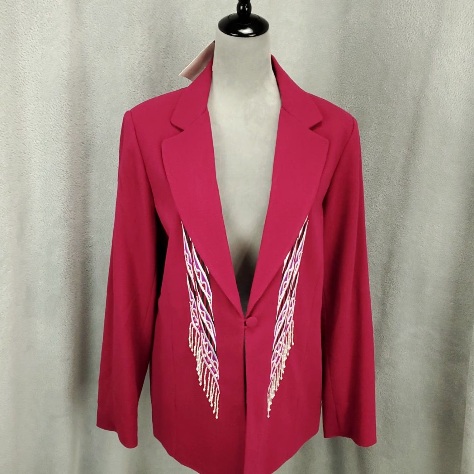 Bob Mackie VINTAGE Bob Mackie Wearable Art Blazer Jacket Womens M Pink Embroidered NWT Size M / US 6-8 / IT 42-44 - 2 Thumbnail