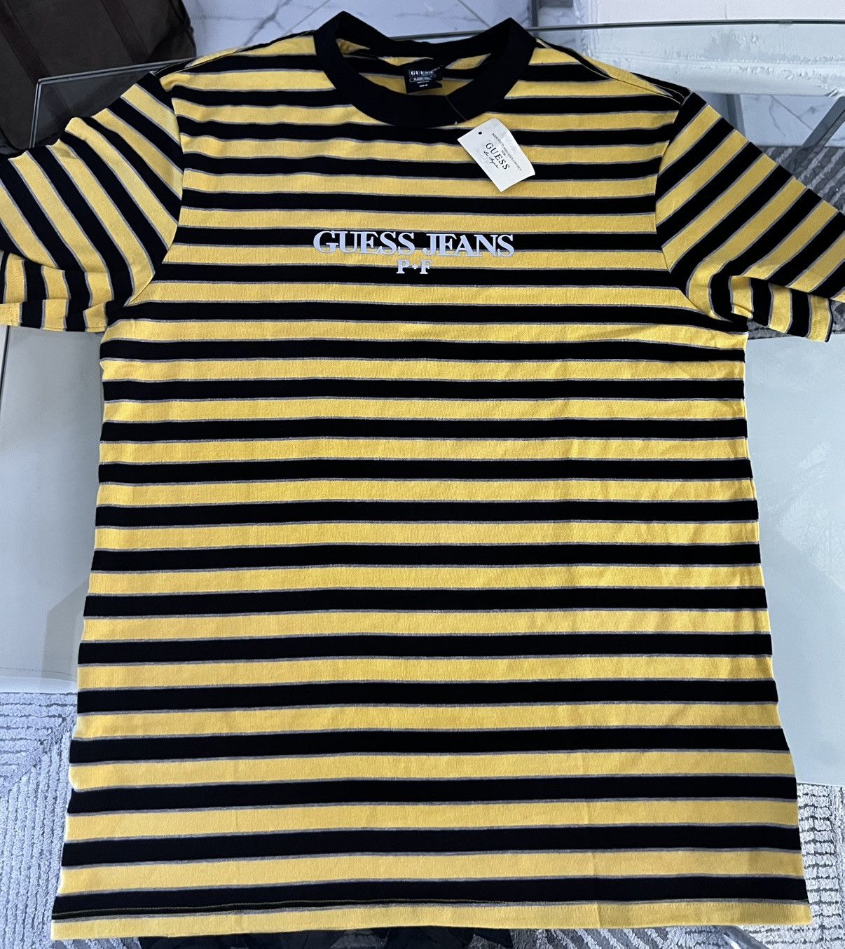 Guess × Places + Faces Guess P+F Yellow/Black T-Shirt - Size M (Feels Like Large) Size US M / EU 48-50 / 2 - 2 Thumbnail