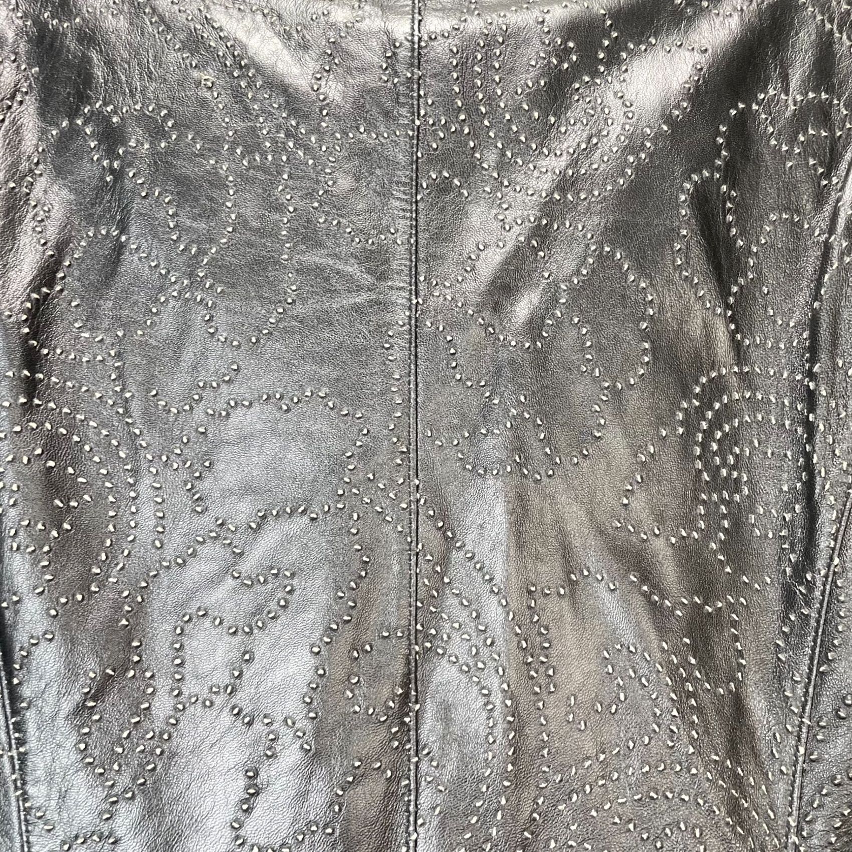 Vintage VTG Vakko Jacket Womens Medium Black Leather Floral Embroidered New York Blazer Size M / US 6-8 / IT 42-44 - 7 Thumbnail