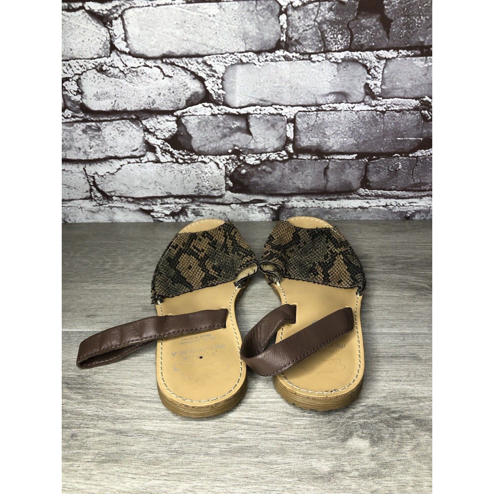 Other AVARCA MENORQUINA Brown Leather Snake Slingback Sandals Wome Size US 7.5 / IT 37.5 - 4 Thumbnail