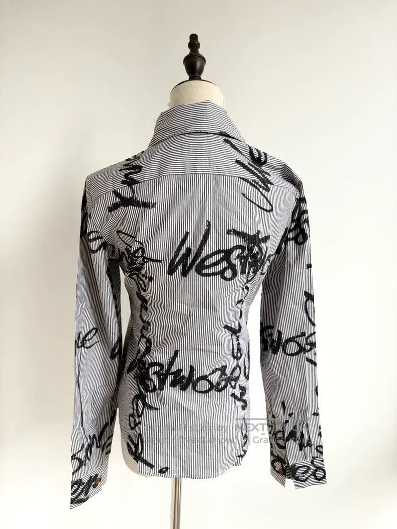 Vivienne Westwood Vivienne Westwood Vintage Black Striped Graffiti Shirt Size S / US 4 / IT 40 - 4 Thumbnail