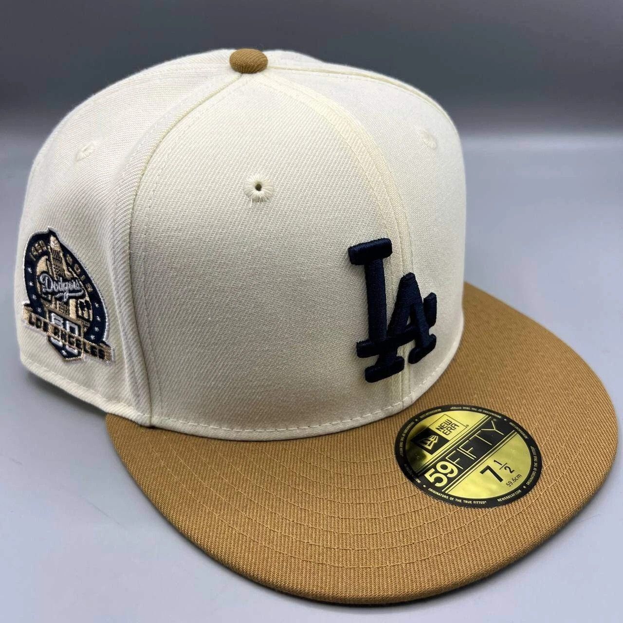 Los Angeles LA Dodgers Hat Men 1/2 White MLB Fitted Cap