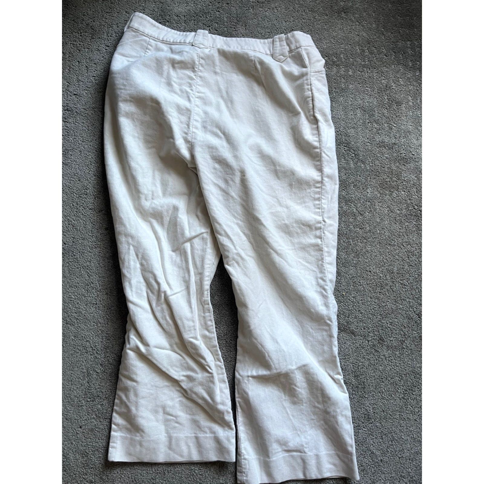 Ralph Lauren VINTAGE Ralph Lauren Women Pants Size 14 Straight Leg Chinos Ankle Zip Ivory Cotton Blend Size 36" / US 14 / IT 50 - 3 Thumbnail