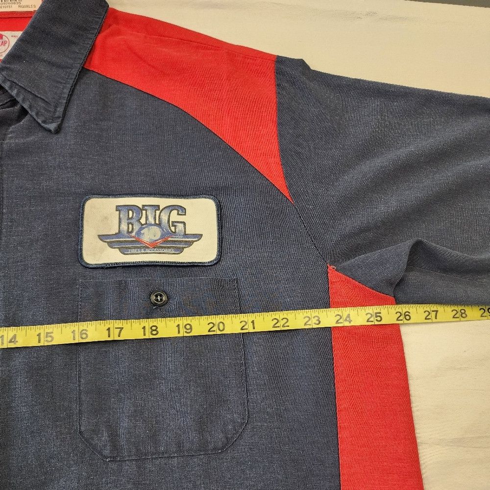 Red Kap Red Kap Men's Blue & Red Work Shirt 2 Sewn On Patched Baggy Size US XL / EU 56 / 4 - 4 Thumbnail