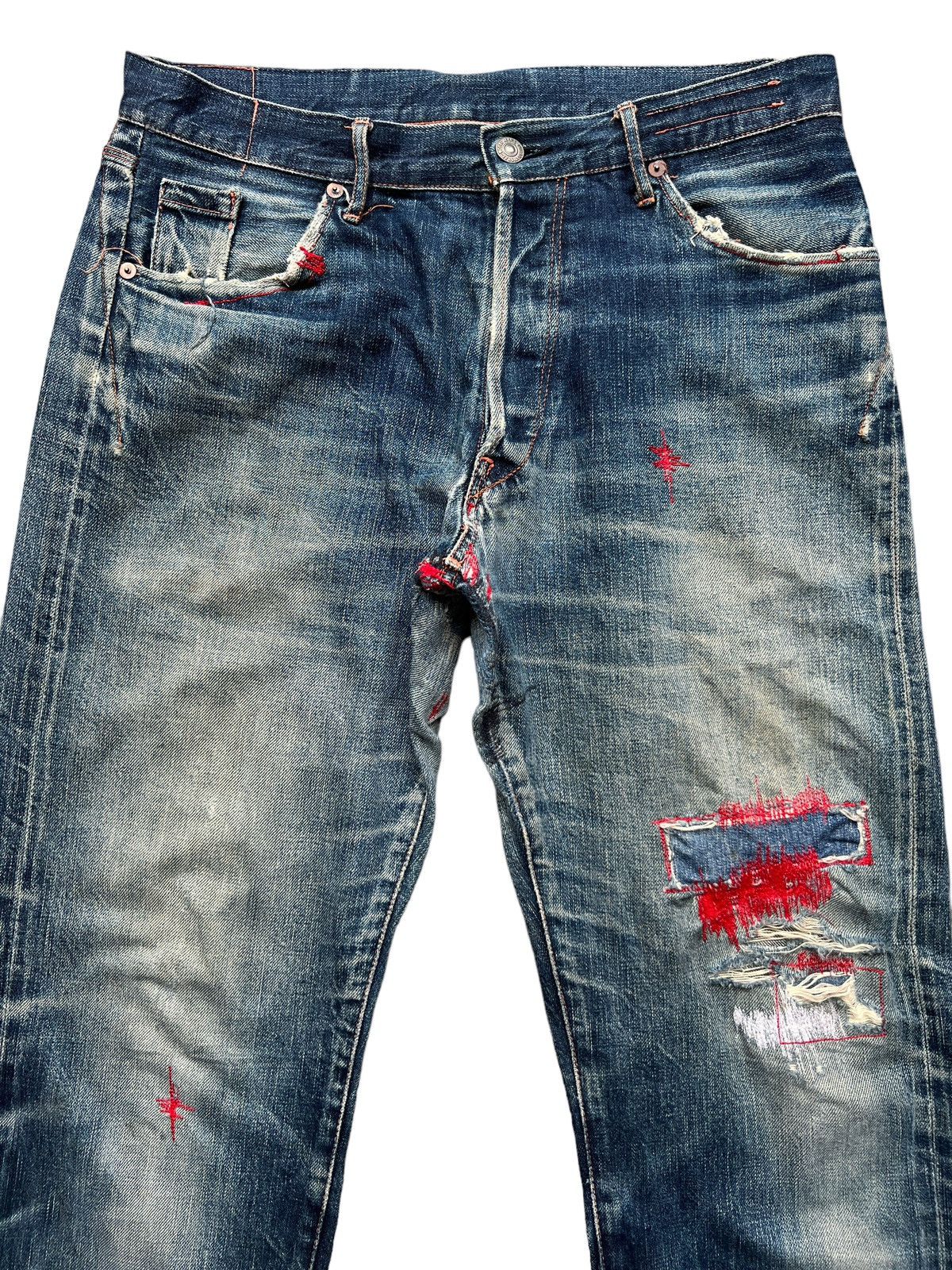 Vintage Hiroshi Kato Selvedge Distressed Sashiko Denim Jeans 32x32 Size US 32 / EU 48 - 4 Thumbnail