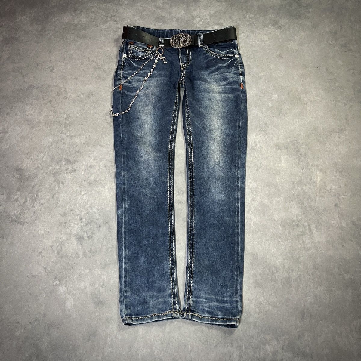 Japanese Brand 2000s Denim BAR y2k Jeans Embroidered Back Robin’s Jean Vibe Size US 28 / EU 44 - 1 Thumbnail