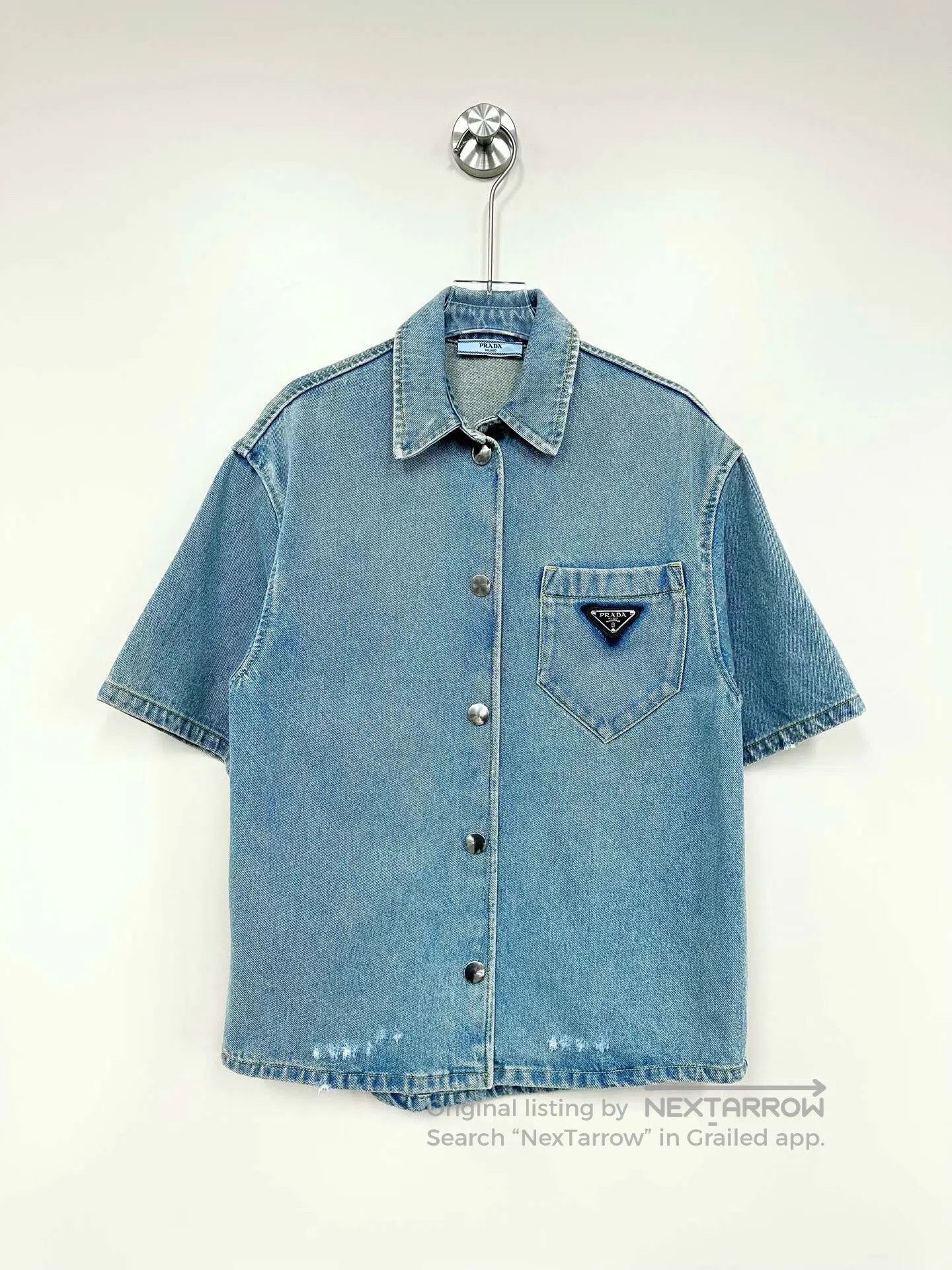 Prada Prada Blue Classic Triangle Logo Pocket Short Sleeve Jacke Size XS / US 0-2 / IT 36-38 - 1 Thumbnail