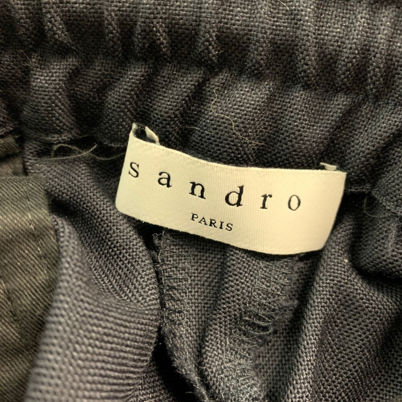 Sandro Navy White Vertical Stripe Wool Drawstring Casual Pants Size US 30 / EU 46 - 6 Thumbnail