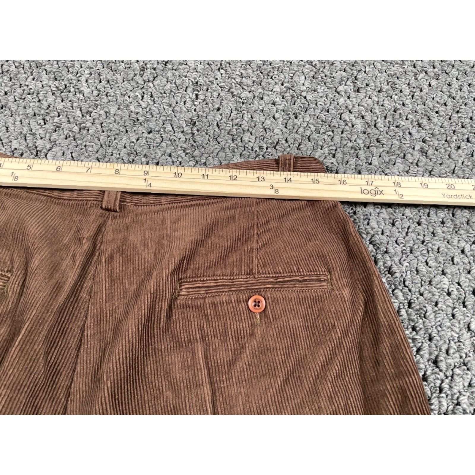Izod IZOD Women's Pants Corduroy Pleated 14 Brown Lightweight Cotton Rayon 90s Casual Preppy, Inseam 31, High Rise, Straight Leg, Regular, IZOD Club Size 36" / US 14 / IT 50 - 5 Thumbnail