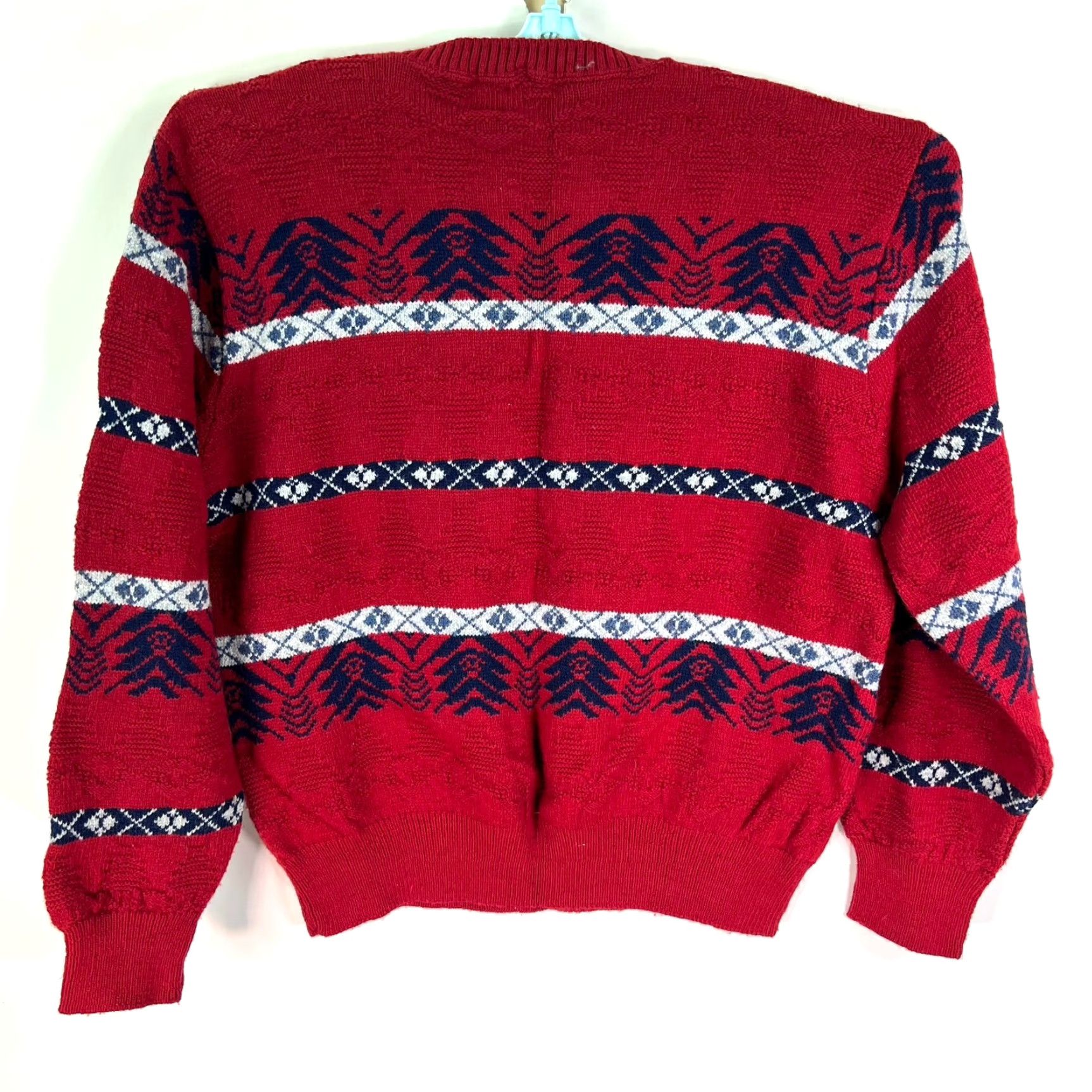 Vintage Reed St. James Mens Sweater Crew Neck Long Sleeve XL Red Geometric Knit 90s Classic Hipster Pullover Knitwear Shirt? Size US XL / EU 56 / 4 - 5 Thumbnail