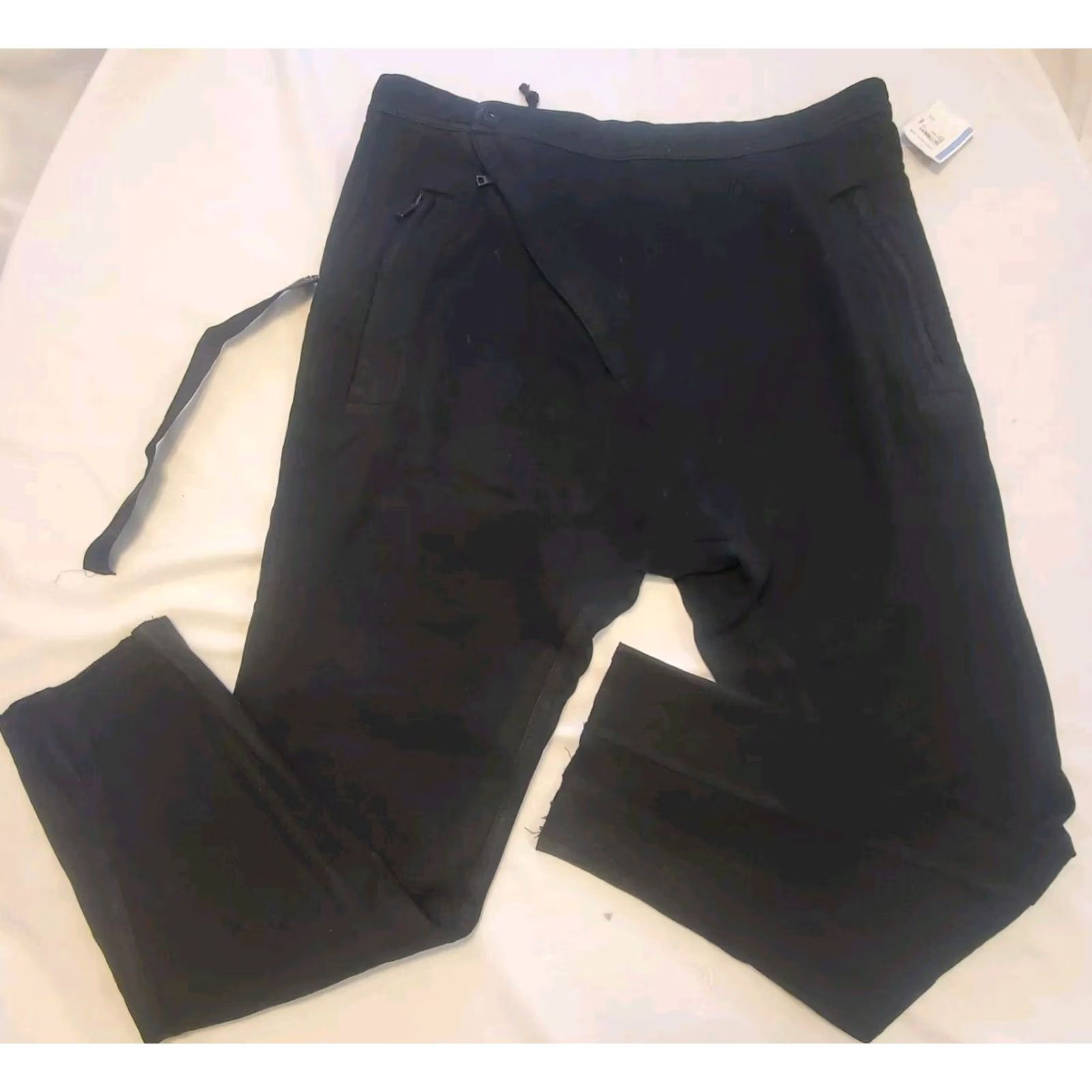 Hudson Hudson Asylum Mens L/XL Pants Punk Grunge Bias Front Patches NWT Black Cotton Blend Sl ash Pocket Ankle 30in 4 Season Size US 33 - 2 Thumbnail