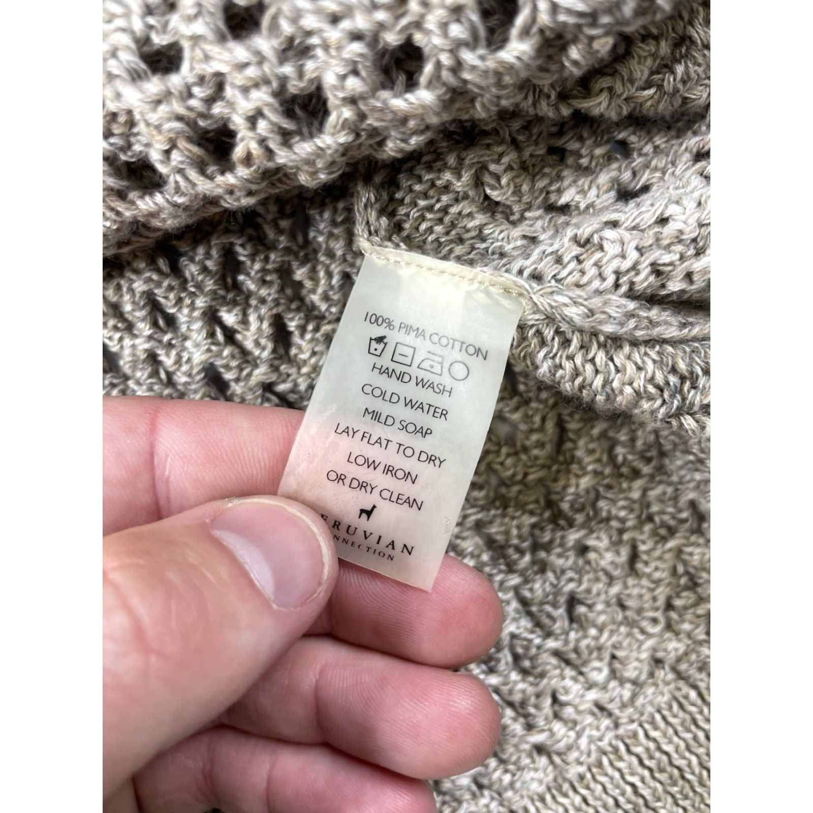 Vintage VINTAGE The Peruvian Connection Pima Cotton Crew Neck Sweater Womens XL Open Knit Beige Pullover Womens XL Cotton Crew Neck Measurements Dec Size XL / US 12-14 / IT 48-50 - 7 Thumbnail