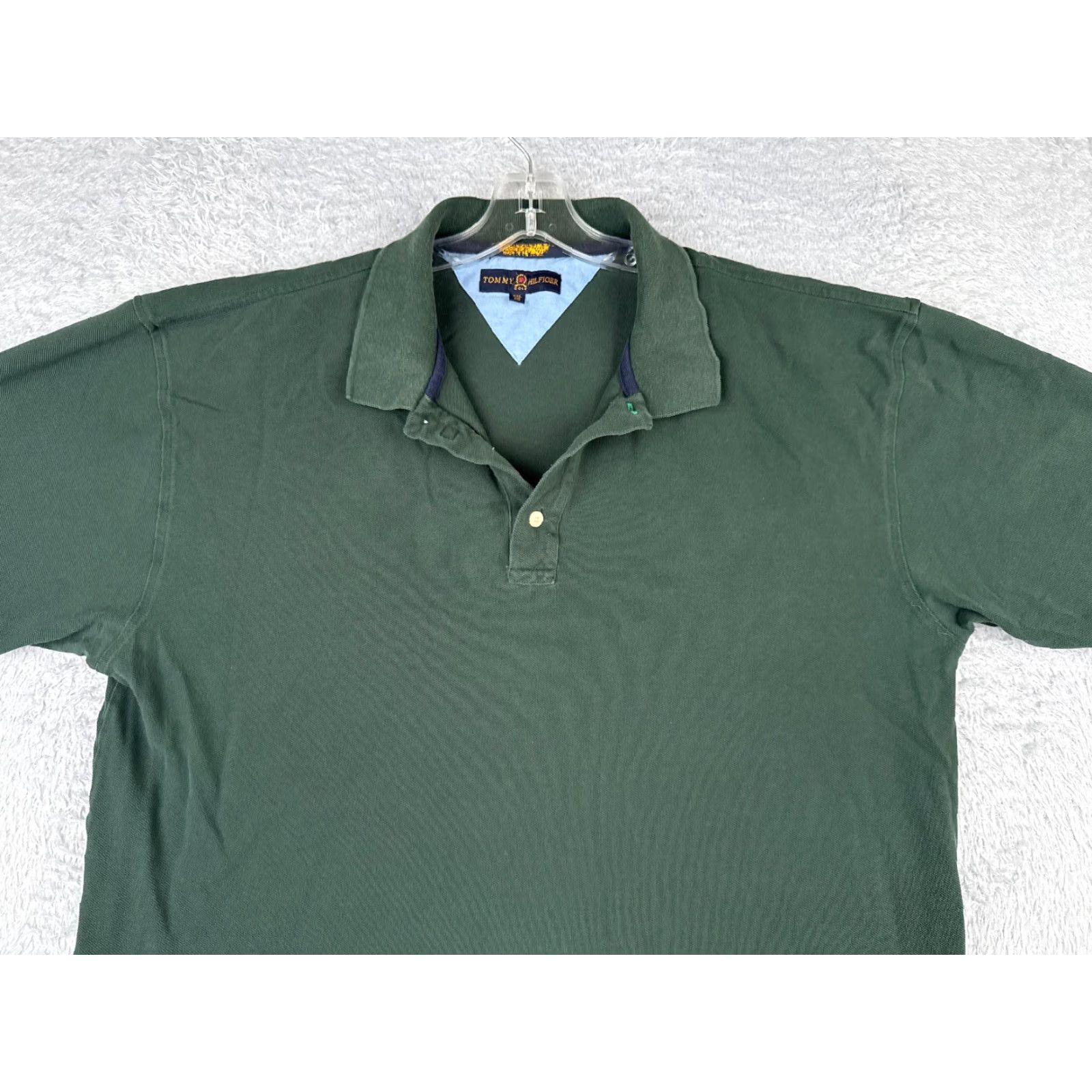 Tommy Hilfiger VINTAGE Tommy Hilfiger Polo Shirt Men 2XL Green Short Sleeve Cotton Jersey Slim Fit, Solid, Embroidered Logo, Button-Down Collar, Casual Polo, Mens Size US XXL / EU 58 / 5 - 4 Thumbnail