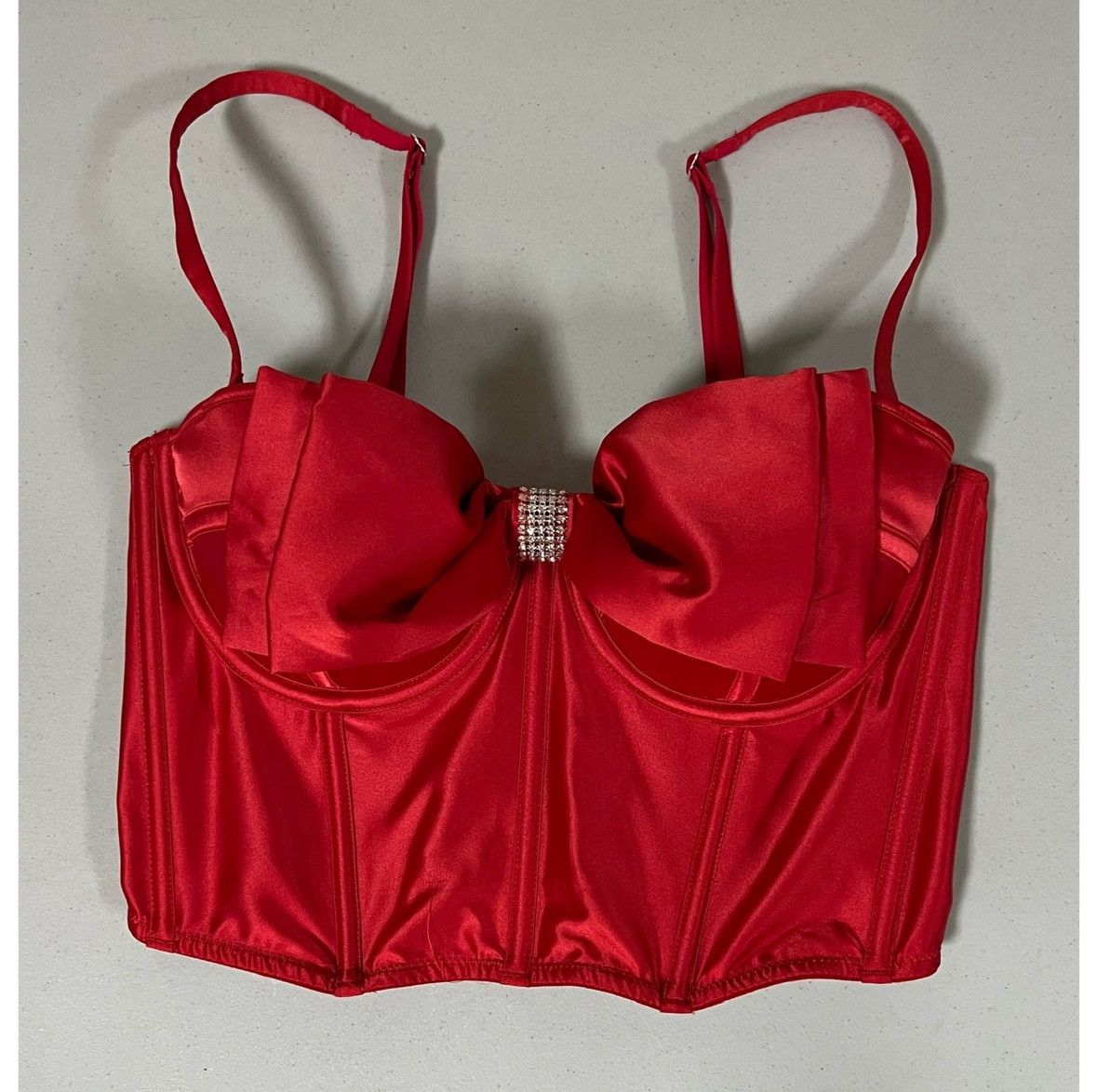 Victoria's Secret Victoria’s Secret Red Satin Diamond Lingerie Bra Size 34C ♥️✨ Size S / US 4 / IT 40 - 2 Thumbnail
