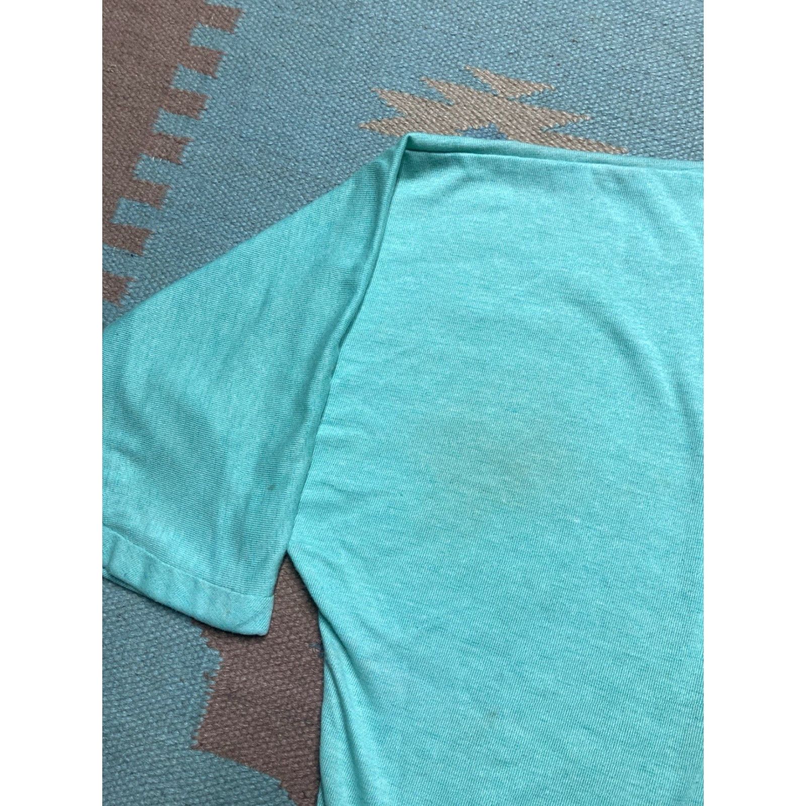 Vintage VINTAGE 70s T-Shirt Cotton Light Blue Boxy Half Sleeve XL Men | 70s Theme, Distressed, Soft Thin Size US XL / EU 56 / 4 - 2 Thumbnail